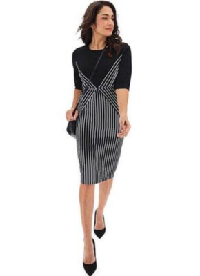 Jd Williams Stripe Detail Illusion Dress UK 12 Womens UK