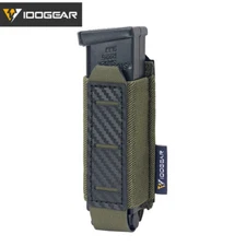 IDOGEAR Tactical Mag Pouch 9mm Single Mag Carrier Carbon fiber MOLLE Pouch Camo