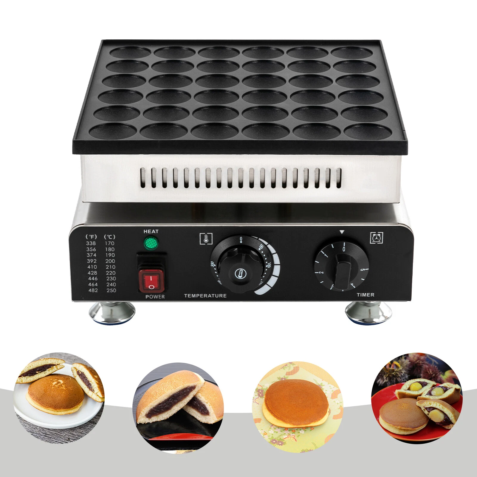 36-Slot Waffle Maker 110V Mini Pancake Baker 900W Waffle Making Machine 50-300℃