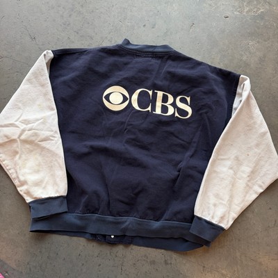 Vintage 90s Cbs Sport Navy Cream Varsity Baseball Lightweight Bomber Jacket L