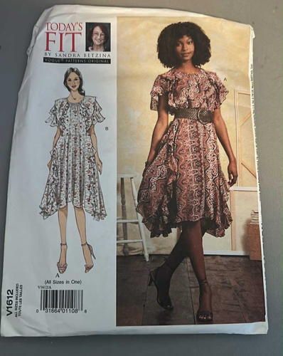 Vogue Today's Fit Sandra Betzina Ladies Dress w/Flounce Sew Pattern ...