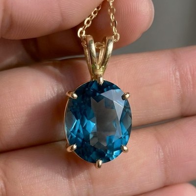 4Ct Natural London Blue Topaz Oval Faceted 925 Sterling Silver Pendant Gift
