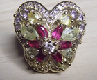 SETA Sterling Ring Gemstones & Butterfly Floral Gold Plated — photo 7