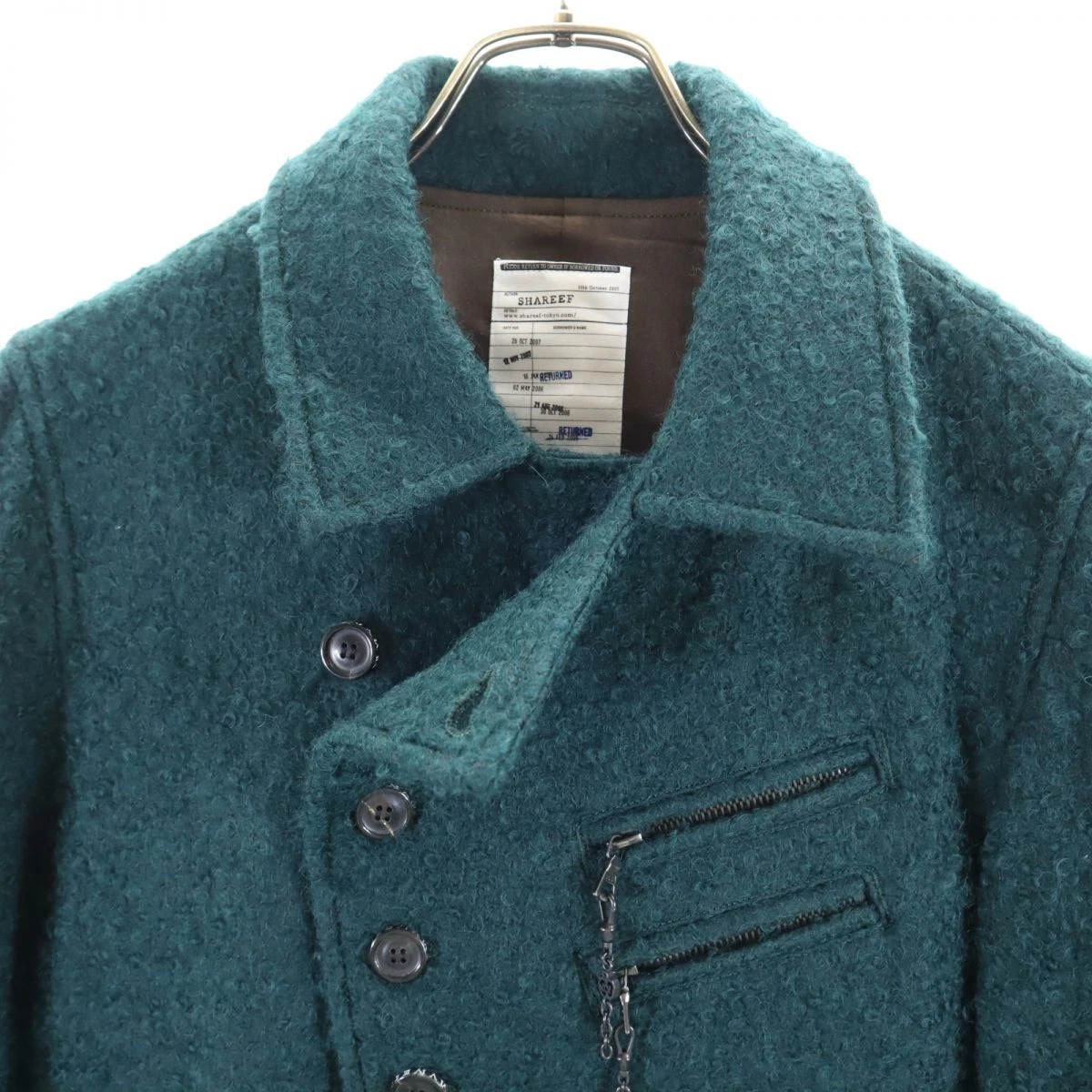 Used SHAREEF made in Japan Mohair Blend Jacket 1 Green Men's image 6