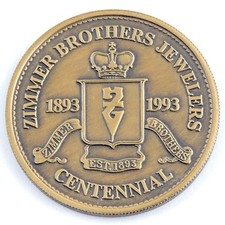 1993 Zimmer Brothers Jewelers Centennial Medal Coin Poughkeepsie NY store