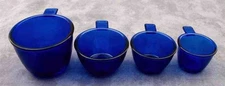 COBALT BLUE GLASS 4 Pc. MEASURING CUP SET Nesting 1/4, 1/3, 1/2, 1 Cup