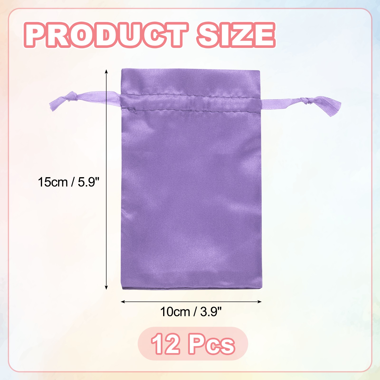 12Pcs 5.9" x 3.9" Satin Drawstring Favor Bags Satin Gift Bags, Light Purple
