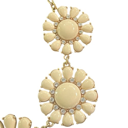 Kate Spade - Enamel & Rhinestone Flower Statement Collar Necklace, Cream & Gold - Picture 5 of 7