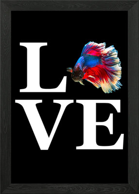 Retro Betta Fisch Liebe Gerahmtes Wandbild Poster Leinwanddruck Bild