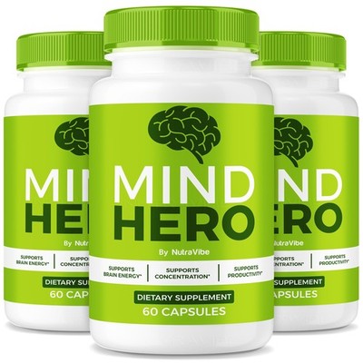 NutraVibe Mind Hero 3 Pack 180 Capsules Brain Memory Focus Support