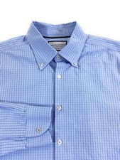 Charles Tyrwhitt Men's EXTRA SLIM FIT Non-Iron Blue White Check Shirt 17/35