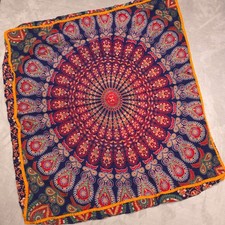 Bohemian Mandala Tapestry Throw Pillow Cover Multicolor Paisley Pattern 30"x30"