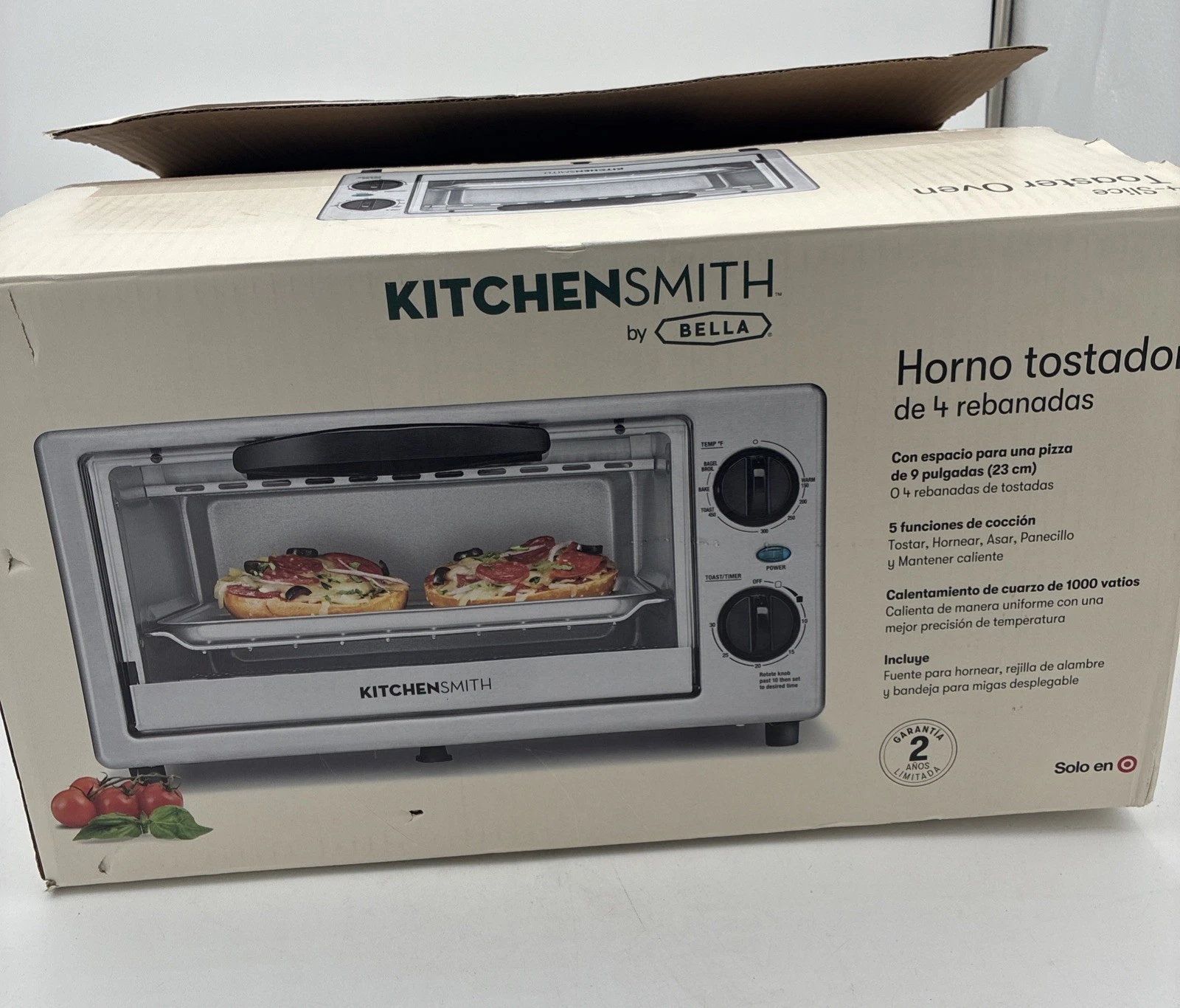 Kitchen Smith : 4 Slice Toaster Oven (1000 Watt) Black Distressed Box .
Opens in a new window or tab