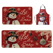 Christmas Tree Kitchen Floor Mat Crystal Velvet Durable Two-Piece Set with a ...