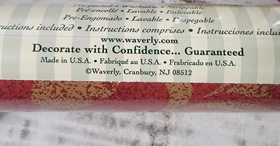 Waverly Wallpaper 27" By 9 Yd Pattern 5508124 New LOT OF 3 Gold Burgundy Damask - Image 4 of 4