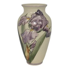 Santa Barbara Ceramic Design 1983 Pottery Purple Iris White Vase Atwill