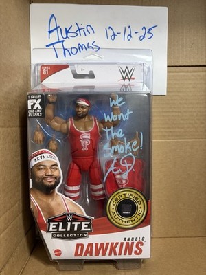 Mattel WWE Signed Autograped Angelo Dawkins JSA Elite Action Figure In Defender