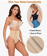 Women  s Two Tummy Control Shaping Thong Panties Body Shaper Underwear Small