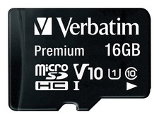Verbatim Premium 16GB MicroSDHC Class 10 10MB/s 10MB/s Black Class 10 44082