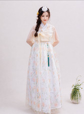 Women's Embroidered Lace Korean Hanbok Jeogori Chima Set S-XL