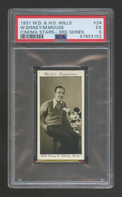 PSA 5 WALT DISNEY / MICKEY MOUSE ROOKIE CARD 1931 W.D. & HO. WILLS CINEMA STAR