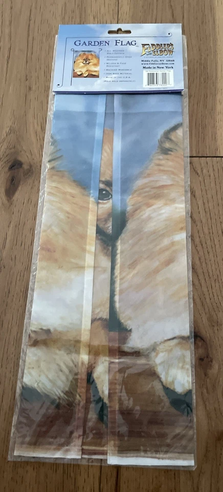 Bandera de jardín de perro Pomerania con codo de violinista 12x 16" hecha en Nueva York para todo clima Foto 3 de 4
