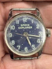 VINTAGE SPACE EXPLORER SWISS WRIST WATCH FOR PARTS OR REPAIR