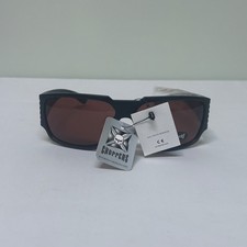 Chopper Biker Sunglasses Matte Black Frame Brown Lenses Iron Cross Detail UV