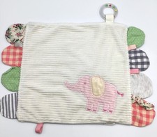Modern Baby Security Blanket Pink Elephant Corduroy Teether Crinkle 13  x12  