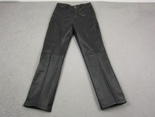 Vintage SOLUTIONS Leather Pants Womens 8 Black Genuine Disco Straight Ladies