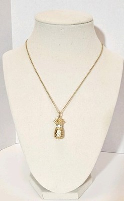 Spartina 449-18kt Matted Gold Plated Sea La Vie Pineapple Necklace- Slider Clasp