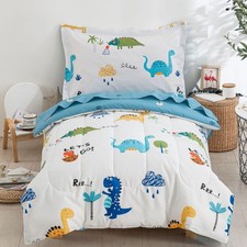 Cotton Toddler Bedding Set for Boys Girls, 4 Pieces Dinosaur Toddler Bed Comf...