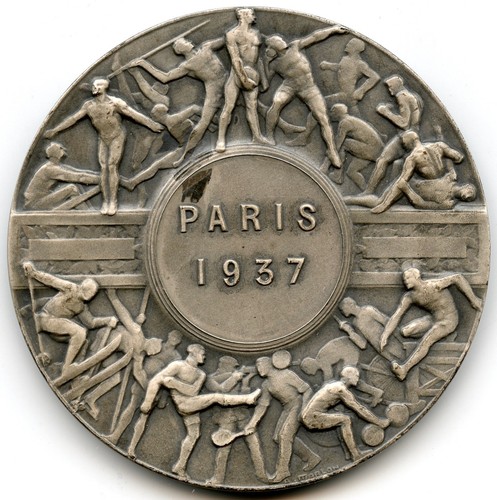 FRANCE 1937 PARIS UNIVERSITY GAMES SILVER AWARD MEDAL IN ORIGINAL BOX, MORLON - Picture 6 of 7