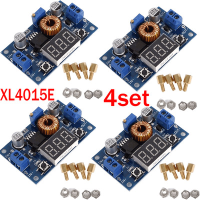 4set 5A DC Step Down Adjustable Voltage Power Converter Buck & Voltmeter XL4015#