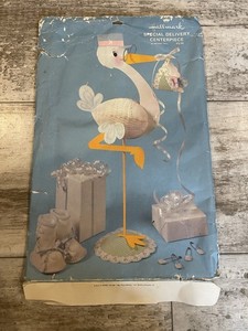 Vintage 1980's Hallmark Stork Centerpiece Special Delivery Package Baby Shower