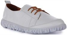 Justin Reess England Lace Up Leather Womens Casual Shoes In White UK 3 - 9