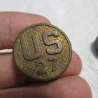 VINTAGE WW1 ERA US MILITARY TUNIC COLLAR PIN 27TH REGIMENT