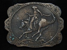 PE05141 VINTAGE 1970s  BRONCO  HORES OLD WEST COWBOY  WESTERN BELT BUCKLE