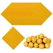 200 Pcs 4x4 Inch Foil Candy Wrappers Chocolate Wrapping Paper Light Gold