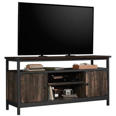 Sauder Steel River Engineered Wood TV Stand in Carbon Oak/Black