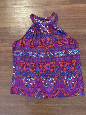 Alice & Trixie Womens M 100% Silk Halter Top Paisley Boho Resort Blouse