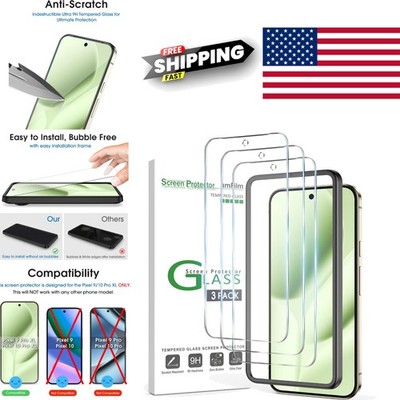 3 Pack Screen Protector 9H Tempered Glass for Google Pixel 10 Pro XL 6.8 Inch