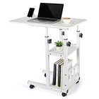 Modern Overbed Table Height Adjustable Bed Side Table Rolling Sofa End Table