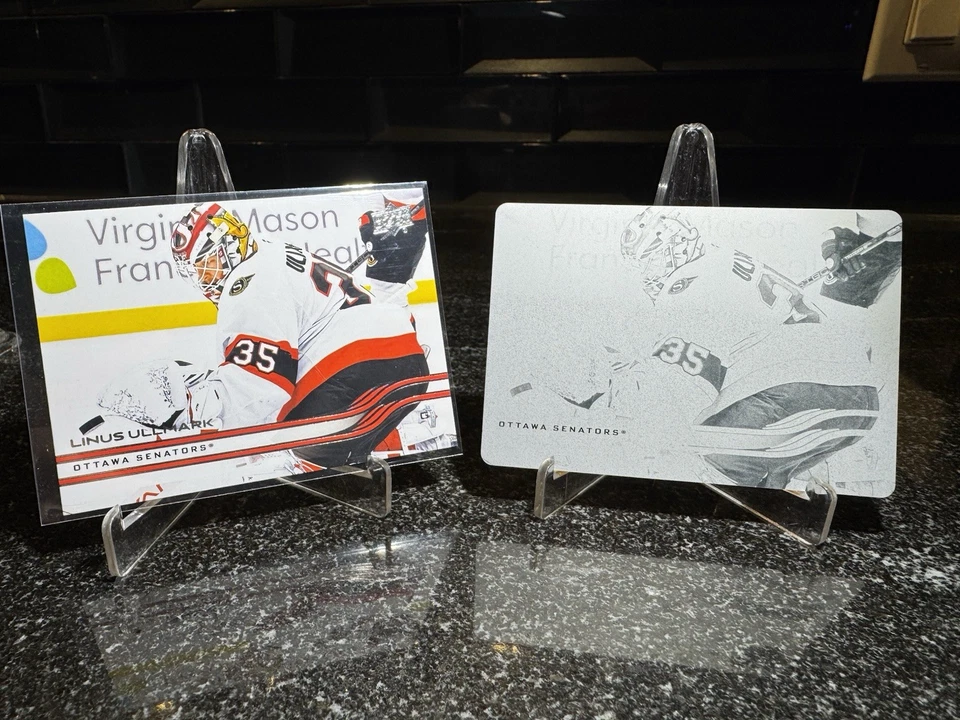 2025-26 Upper Deck Hockey Series 1.  Linus Ullmark Black Printing Plate. 1 of 1 - Image 4 of 4