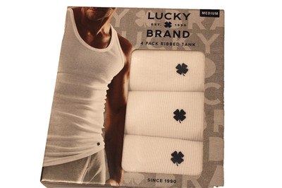 Lucky Brand Men's White Cotton Ribbed Tank Top T-Shirt 4-Pack Size Medium