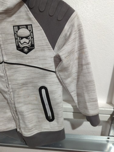 Disney Star Wars The Mandalorian Full Zip Hoodie 5&6 Grey & Black - Picture 5 of 6