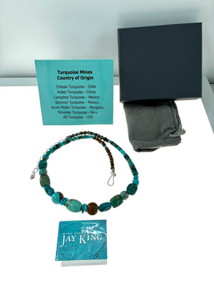 Jay King Multi Turquoise Collector's Edition Beaded Sterling Silver Necklace HSN
