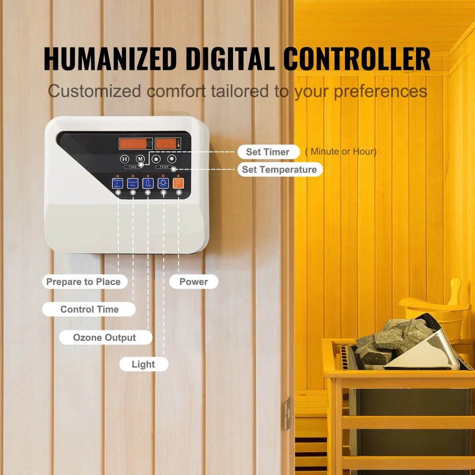 Uimoso 6kW Elektrischer Saunaofen mit Digitalsteuerung für 5-9m³ Saunabereich - Bild 4 von 4