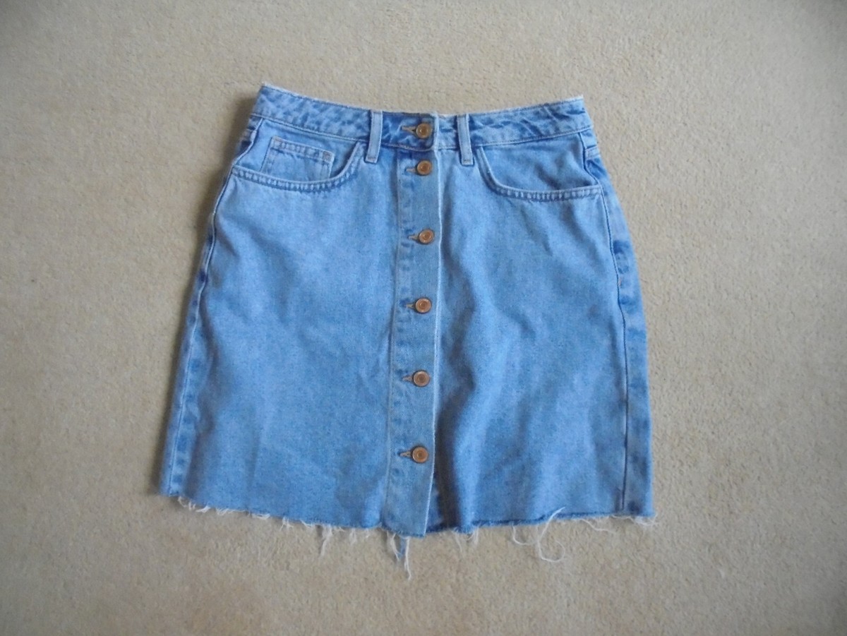 NEW LOOK 915 GENERATION BLUE DENIM SKIRT FRAYED HEM AGE