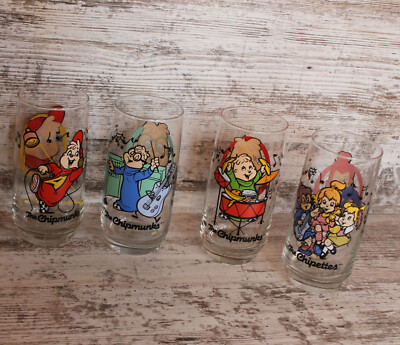 アルビンとチップマンクス/ハーディーズ/ノベルティタンブラー/1985年/SET VTG Alvin & The Chipmunks and Chipettes Tumblers Complete
